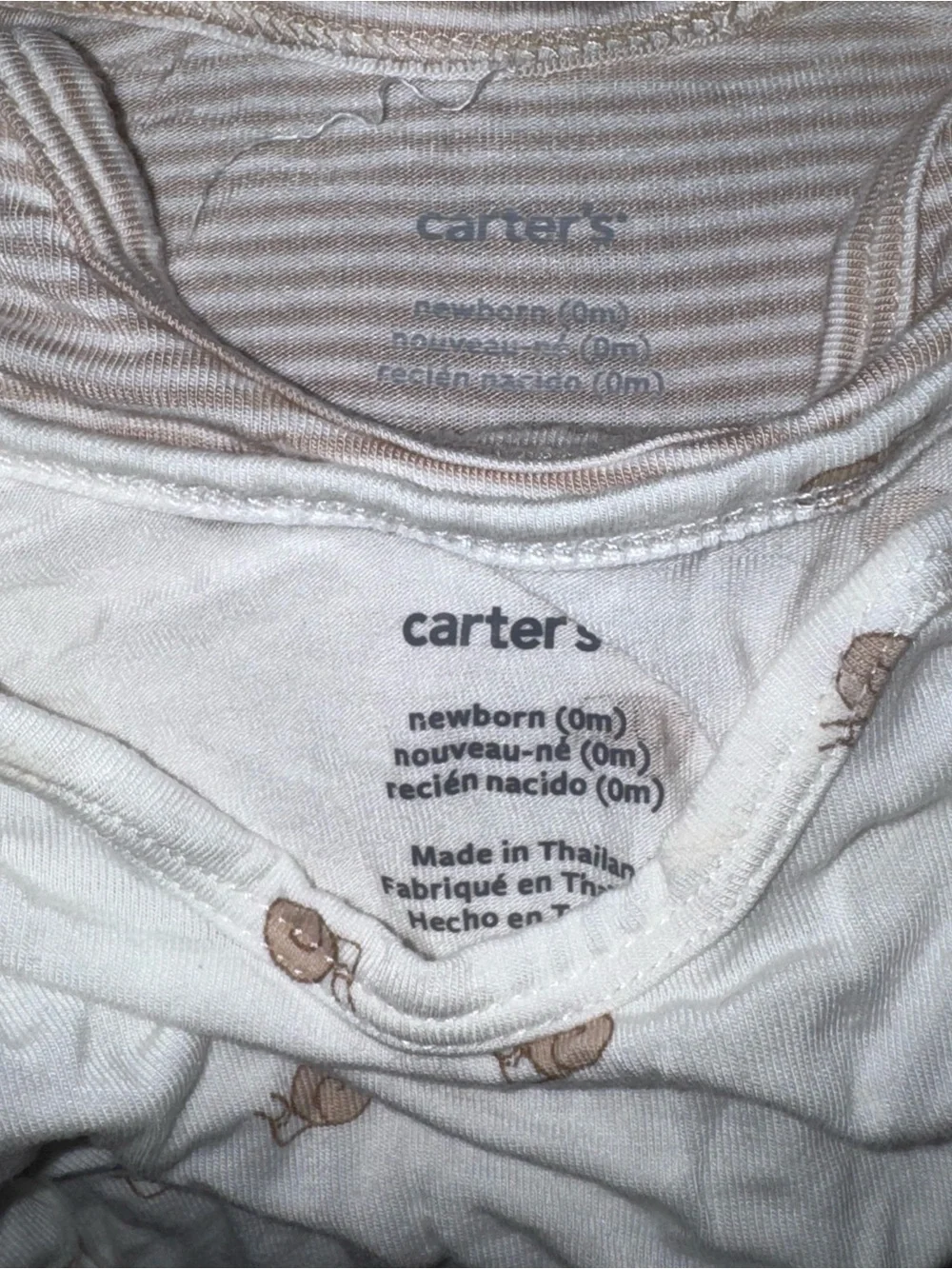 Carter's size newborn Neutral Snail and Striped Newborn Gown bundle